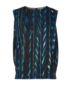 Kenzo Printed Top, polyester, black/blue, 12, 2*