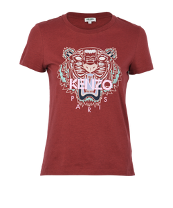 Kenzo Tiger Logo T-Shirt, Cotton, Red, Sz S, 3*