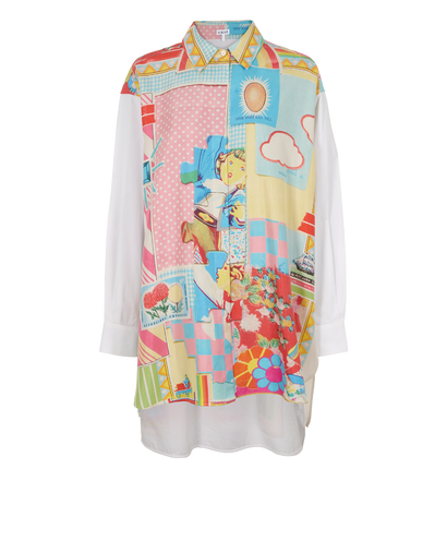 Loewe Doll House Oversized Shirt, &pound;180, Clothing, Blue/Pink/White, Cotton/Silk, Front view