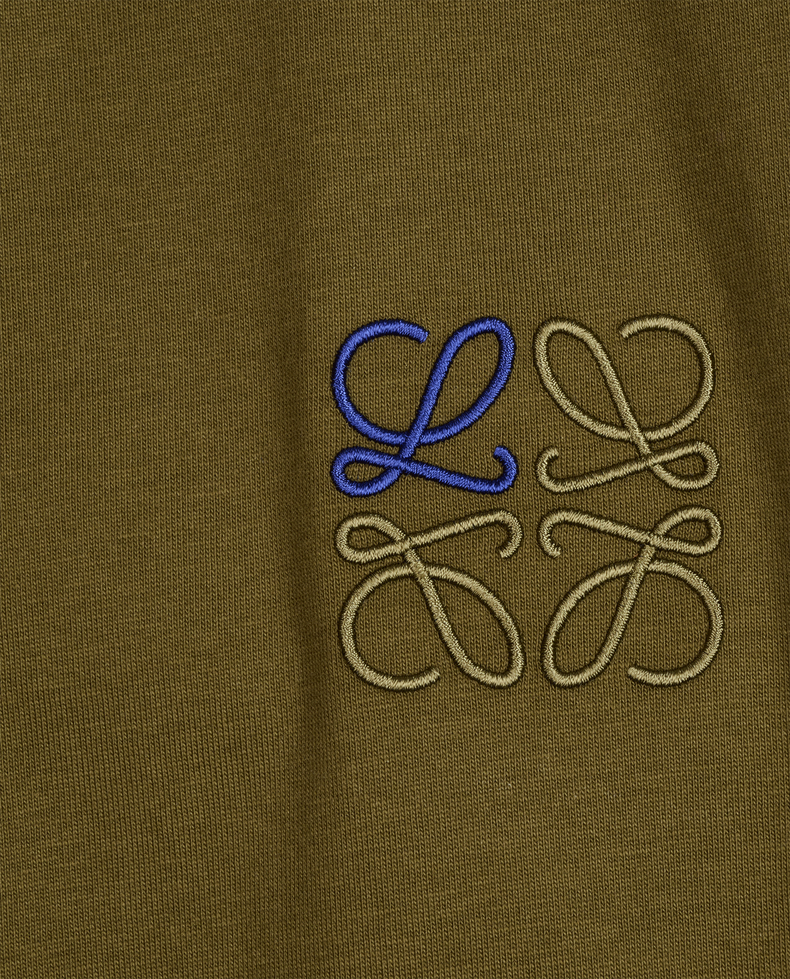 Loewe Anagram Embroidered T-Shirt, &pound;220, Clothing, Khaki, Cotton, Other view