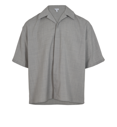 Loewe Anagram Oversized Short Sleeve Shirt, &pound;295, Clothing, Grey, Wool, Front view