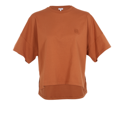 Loewe Anagram Embroidered Cropped T-Shirt, &pound;220, Clothing, Brown, Cotton, Front view