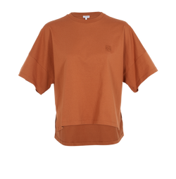 Loewe Anagram Embroidered Cropped T-Shirt, Cotton, Brown, Sz XS, 3*