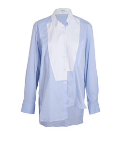 Loewe Asymmetric Shirt, Cotton/Polyamide, Blue/White, Sz L, 3*