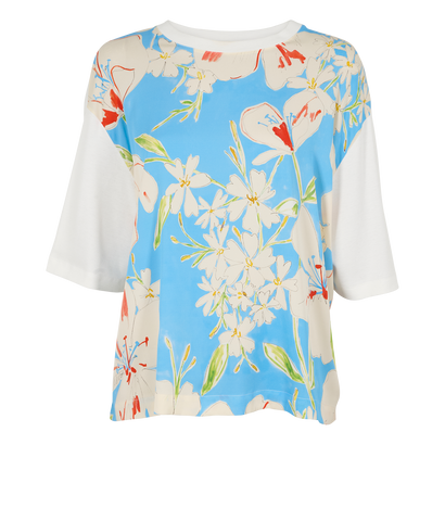 Loro Piana Floral Oversized T-Shirt, &pound;80, Clothing, Blue/White, Cotton/Silk, Front view