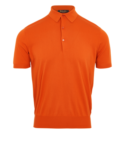 Loro Piana Knit Polo Shirt, &pound;195, Clothing, Orange, Cotton, Front view