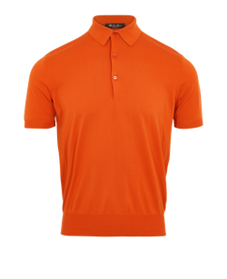 Loro Piana Knit Polo Shirt, Cotton, Orange, Sz XS, 2*
