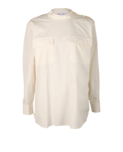 Loro Piana Utility Collarless Shirt, Cotton, White, UK12, 3*