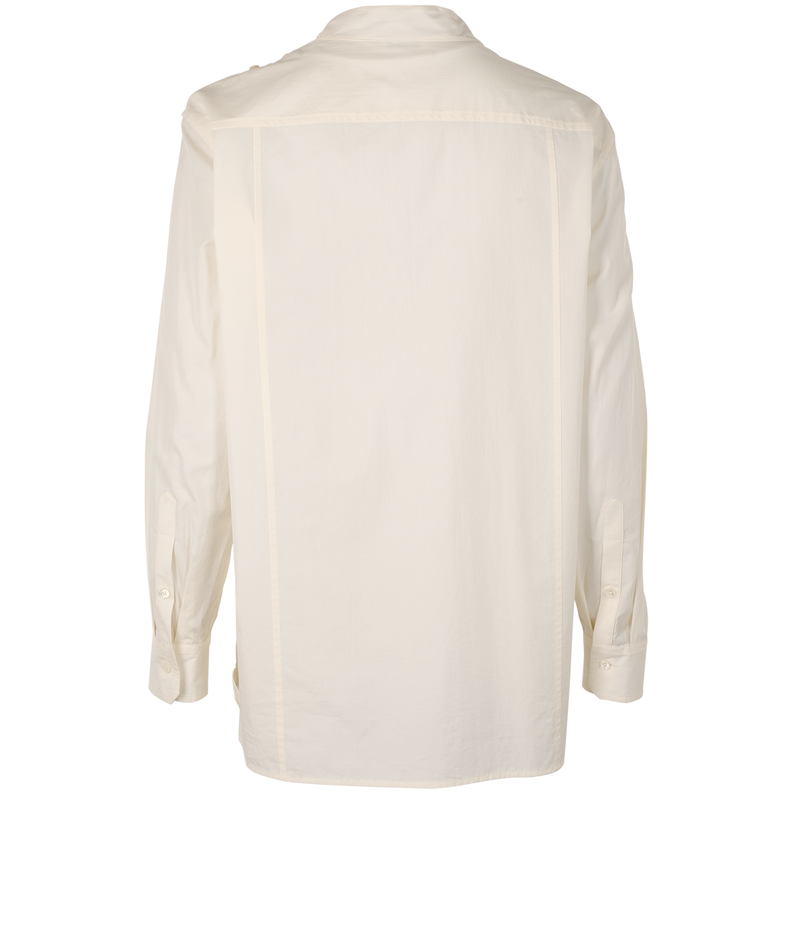 Loro Piana Utility Collarless Shirt, &pound;160, Clothing, White, Cotton, Back view
