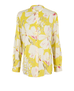 Loro Piana Floral Blouse, Silk, Yellow, UK14, 3*