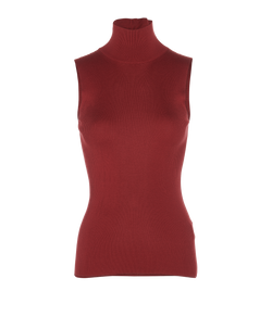 Loro Piana Turtle Neck Sleeveless Top, Cashmere, Burgundy, UK 6, 3*