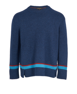Loro Piana Jumper, Mens, Cashmere, Blue/Red, Sz M, 3*
