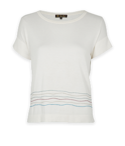Loro Piana Striped Top, Silk/Cotton, White, UK6, 2*
