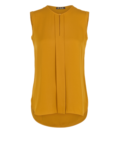 Loro Piana Sleeveless Blouse, £295, Clothing, Yellow, Silk, Front view