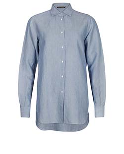 Loro Piana Long Sleeve Shirt, Linen/Cotton, Blue, UK 14, 4*