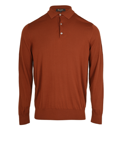Loro Piana Long Sleeve Polo Shirt, &pound;180, Clothing, Brown, Wool, Front view