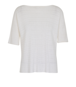 Loro Piana Ribbed Short Sleeve Top, Flax/Silk, White, Sz XS, 1*