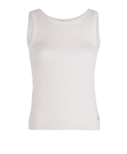 Loro Piana Knitted Sleeveless Top, Silk, White, UK 6, 3*
