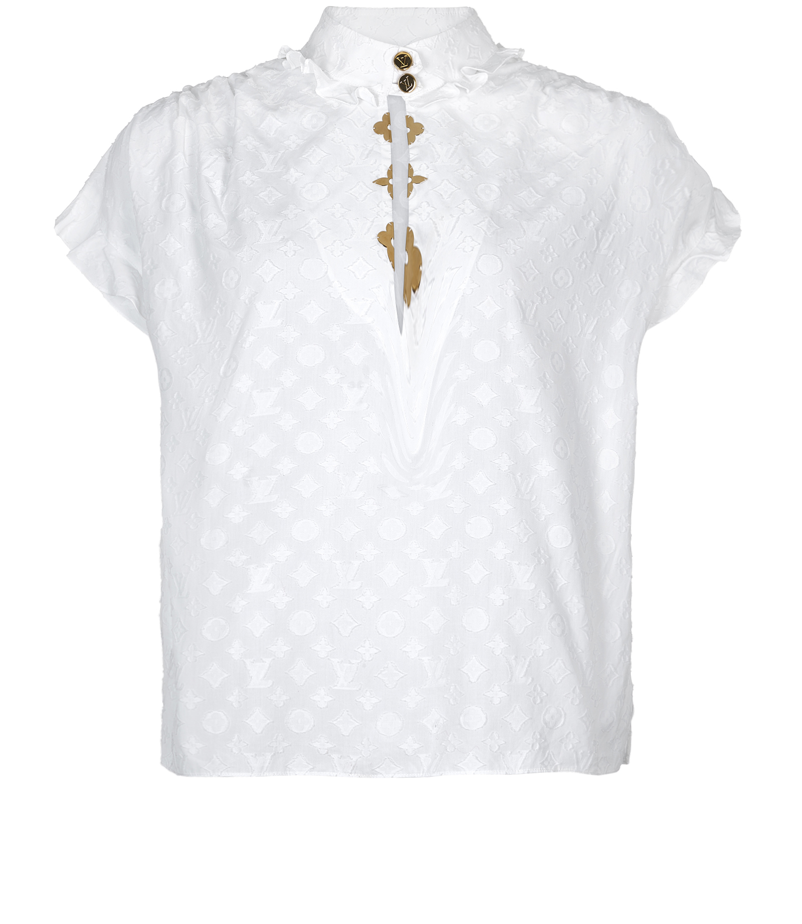 Louis Vuitton, Tops, Louis Vuitton Monogram Flounce Sleeve Blouse Large  Like New Preloved