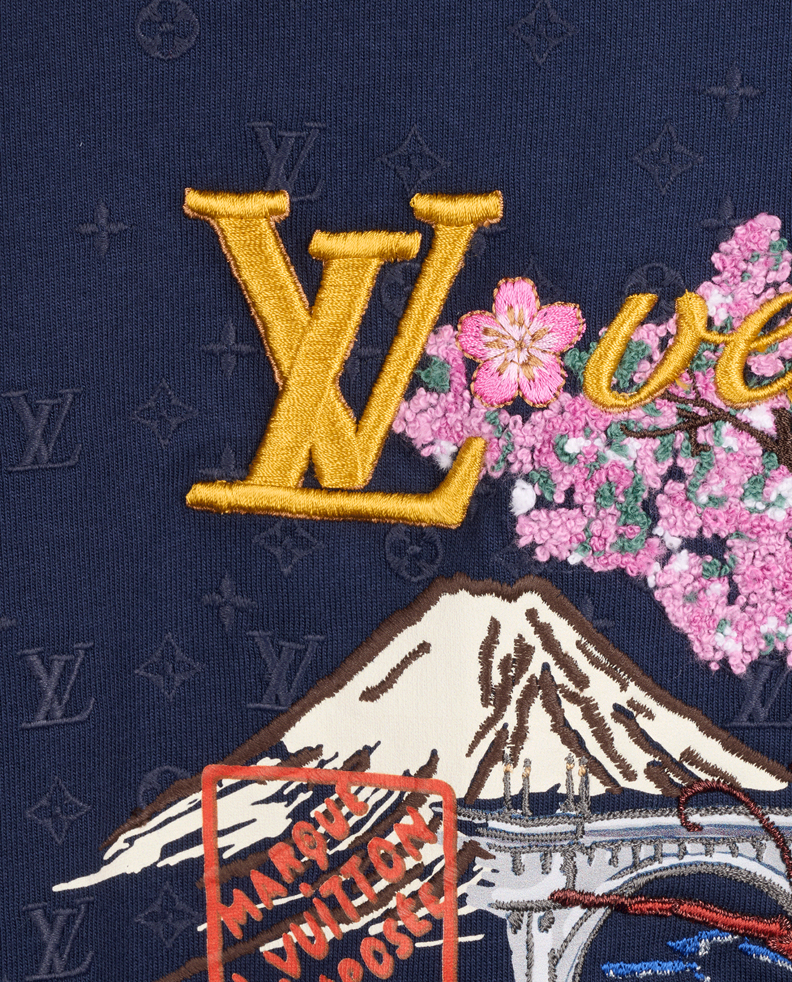 Louis Vuitton 2025 Embroidered T-Shirt, &pound;475, Clothing, Navy, Cotton, Other view