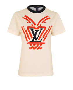 Louis Vuitton Crafty Logo T-Shirt, Cotton, Cream, Sz S, RCT, 3*