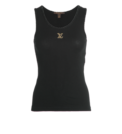 Louis Vuitton Beaded Logo Tank Top, &pound;195, Clothing, Black, Cotton, Front view