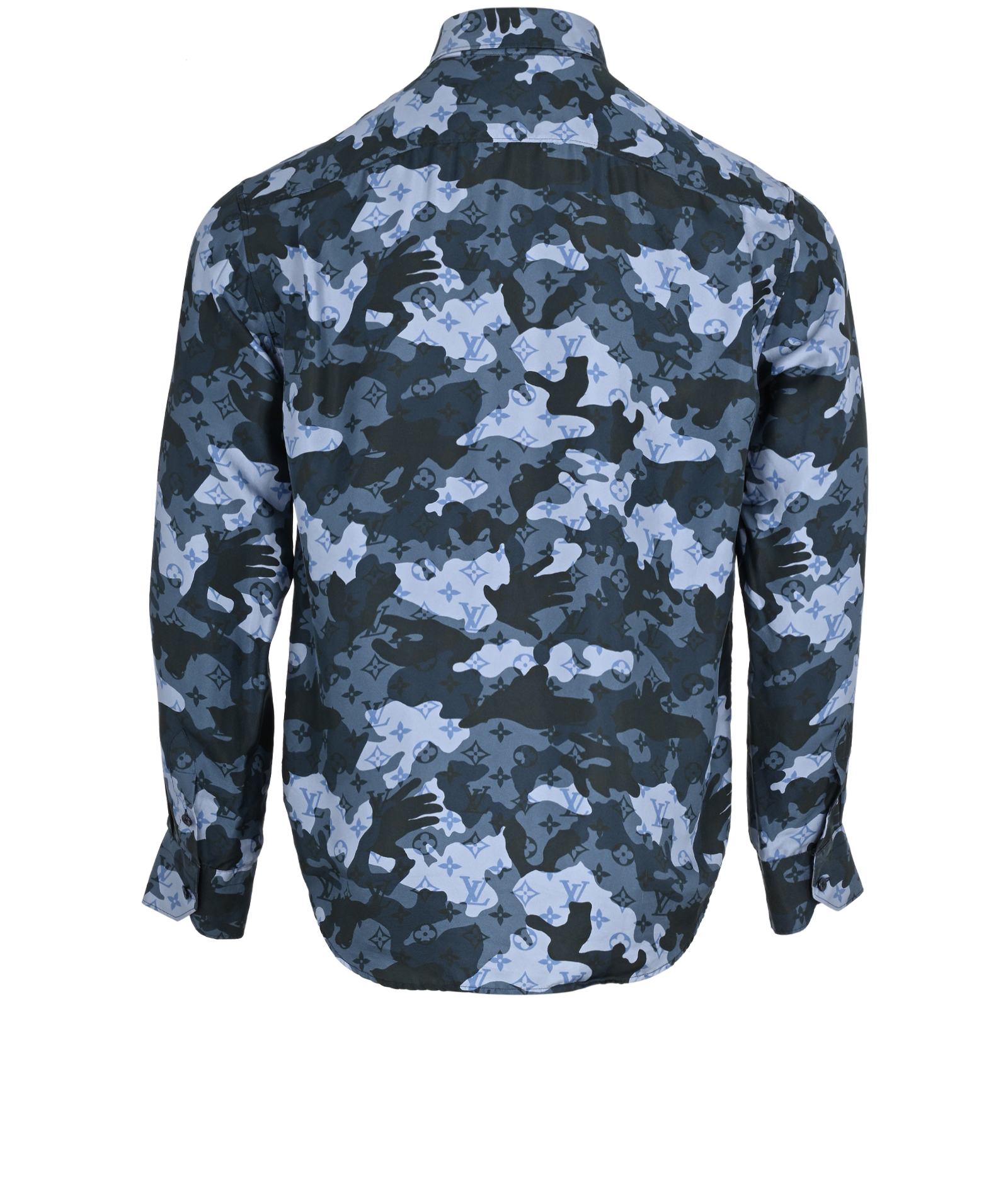 Louis Vuitton Camouflage Monogram Shirt, &pound;295, Clothing, Blue/Grey, Silk, Back view