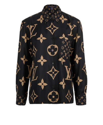 Louis Vuitton Monogram Shirt, &pound;495, Clothing, Black/Brown, Silk, Front view