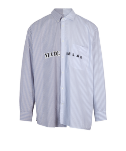 Maison Margiela MM6 Half Mix Stripe Shirt, Cotton, Blue, Sz 52 2*