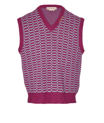 Marni Embroided Checkered Vest, front view