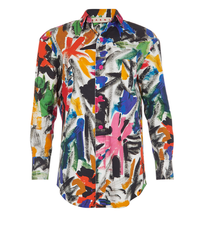 Marni Frayed Hem Paint Stroke Shirt, front view