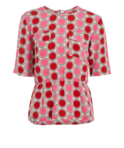 Marni Peplum Spot Print Top, &pound;70, Clothing, Pink, Silk, Front view