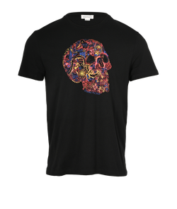 Alexander McQueen Skull T-Shirt, Mens, Cotton, Black/Multi, Sz M, 3*
