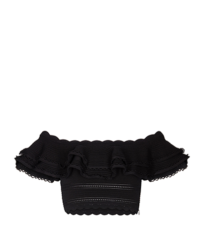 Alexander McQueen Ruffle Crop Top, £145, Clothing, Black, Cotton, Front view