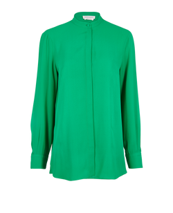 Alexander McQueen Mandarin Collar Blouse, Silk, Green, UK10, 3*