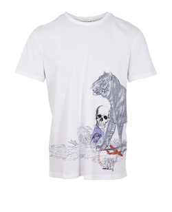 Alexander McQueen Tiger Skull T-Shirt, Cotton, White, Sz XXL, 3*