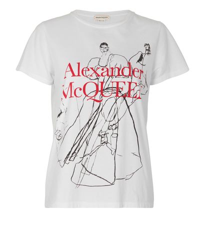 Alexander McQueen Logo Graphic T-Shirt, &pound;110, Clothing, White, Cotton, Front view