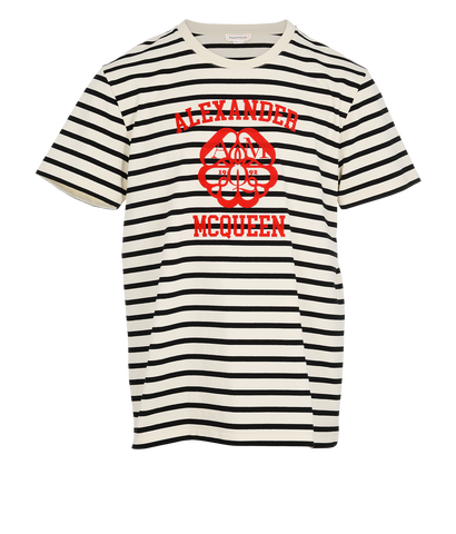 Alexander McQueen Seal Logo Striped T-Shirt, front view