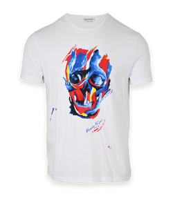 Alexander McQueen Skull T-Shirt, Mens, Cotton, White/Multi, Sz M, 3*