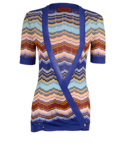 Missoni Cross Over Top With Scarf, Viscose, Blue/Multi, UK8, 3*