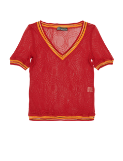Missoni Sport Mesh V Neck Top, Viscose, Red, UK10