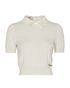 Miu Miu Pearl Buttoned Knit Top, £180, Clothing, Cream, Wool, Front view