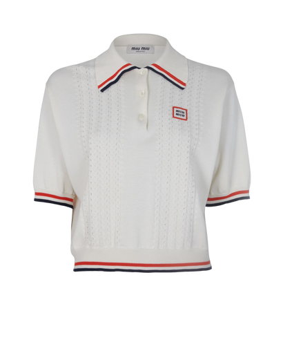 Miu Miu Cropped Polo T-Shirt, front view