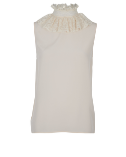 Miu Miu Sleeveless Frilly Top, Cotton, Pink, UK8, 3*