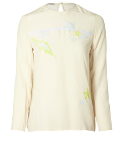 Miu Miu Stars Blouse, Silk, Cream, UK10, 3*
