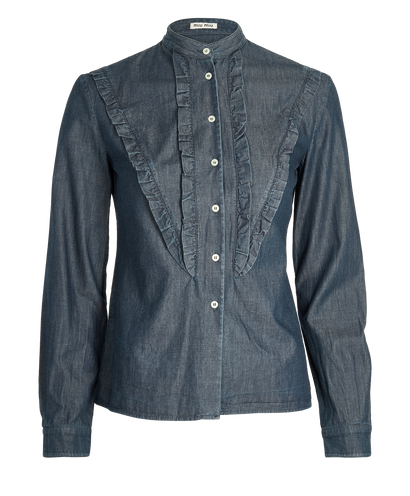 Miu Miu Denim Rouche Shirt, front view