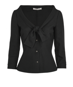Miu Miu Bow Neckline Shirt, Polyester, Black, UK10, 3*