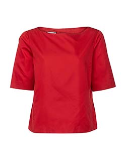Moschino Short Sleeve Top, Silk, Red, UK 14