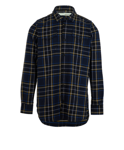 Off-White Plaid Overshirt, &pound;110, Clothing, Blue, Cotton/Polyester, Front view