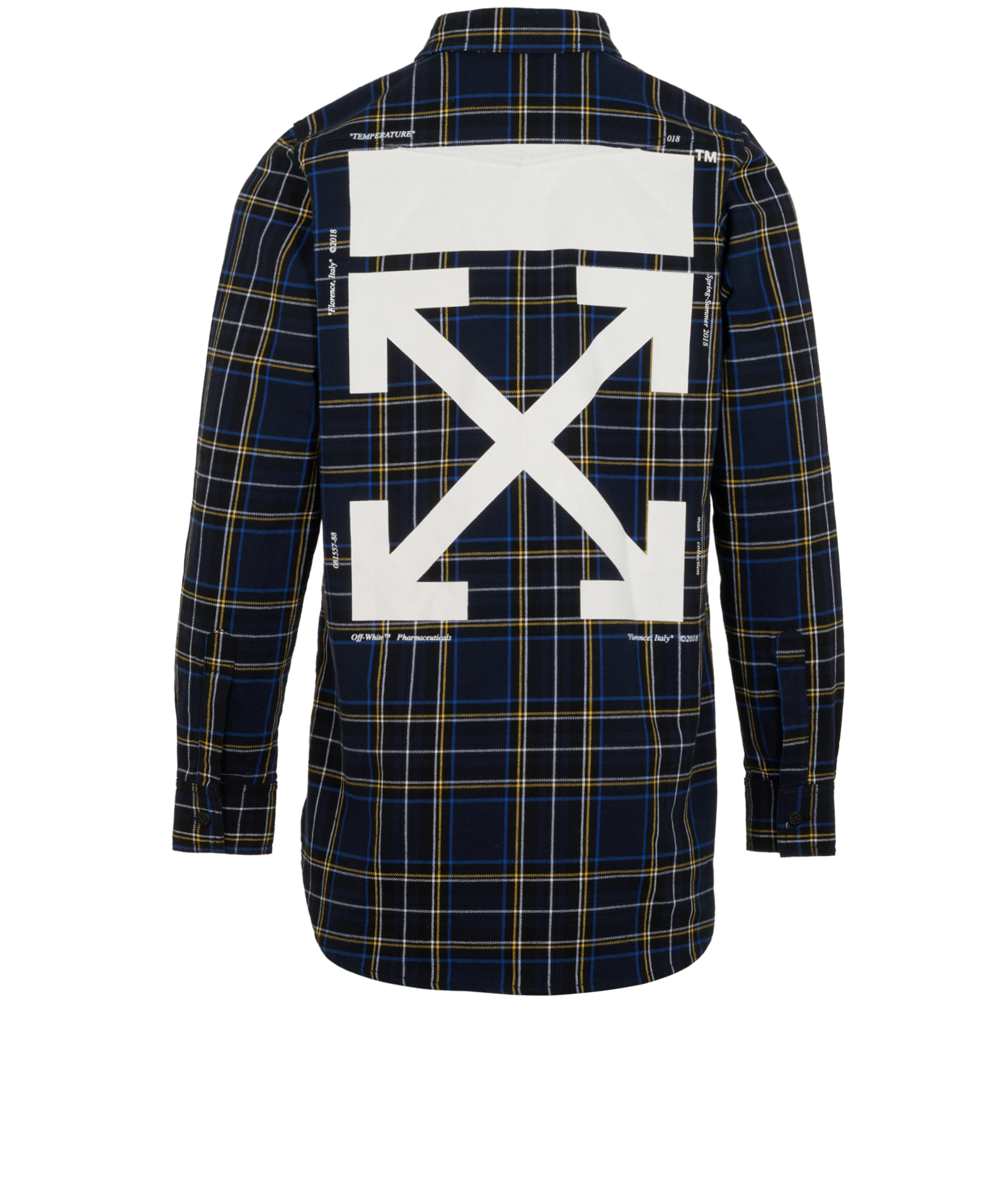 Off-White Plaid Overshirt, &pound;110, Clothing, Blue, Cotton/Polyester, Back view